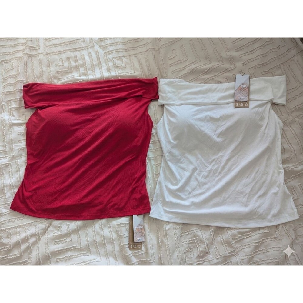 OGl Move Top Size 2xl NWT Multi-wear Versatile Brami Top red white summer